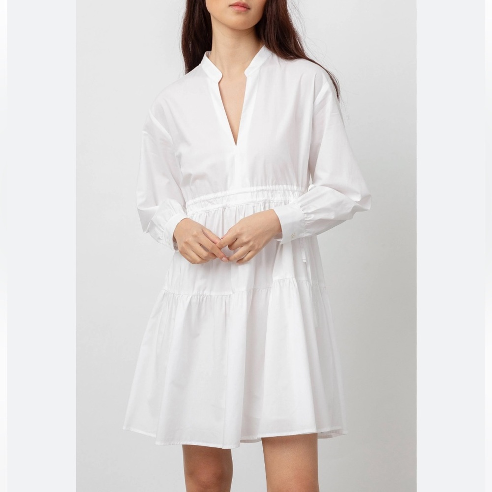 RAILS Ivy Dress NWT White Cotton Poplin Drawstring Waist Large Coastal‎ Grandma